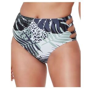 NWT Bar III Women's Tropical Print Cutout Bikini Bottoms Swimsuit